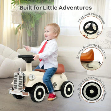 R for Rabbit Vintage Push Ride-On Car - Cream Brown
