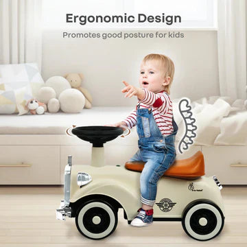 R for Rabbit Vintage Push Ride-On Car - Cream Brown