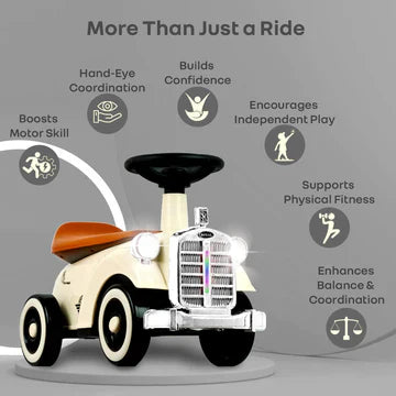 R for Rabbit Vintage Push Ride-On Car - Cream Brown