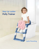 Hopop Step Up Ladder Potty Training Seat - With 6-Level Adjustable Ladder & Soft Cushion - Grey - 1 to 7 Years