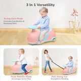 R for Rabbit 3-in-1 Swing Car for Kids - Pink Blue | Swing, Push & Pull Along Ride On