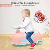 R for Rabbit 3-in-1 Swing Car for Kids - Pink Blue | Swing, Push & Pull Along Ride On