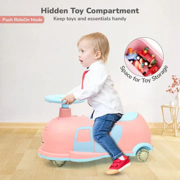 R for Rabbit 3-in-1 Swing Car for Kids - Pink Blue | Swing, Push & Pull Along Ride On