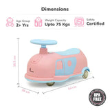 R for Rabbit 3-in-1 Swing Car for Kids - Pink Blue | Swing, Push & Pull Along Ride On