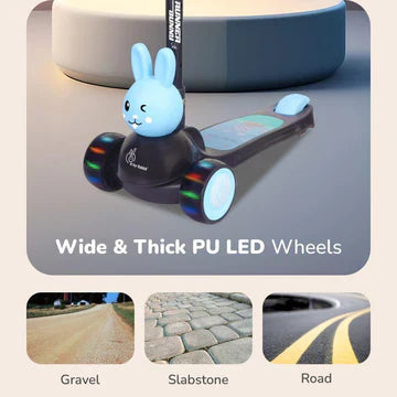 R for Rabbit Road Runner Bunny Kick Scooter - Black Blue