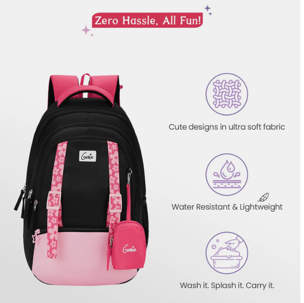 Safari Genie Gemini School Backpack - Black (GEMINI 17 SB)