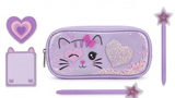 Kitten Pencil Case with Glitter Heart