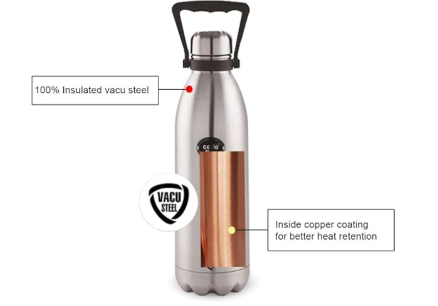 Cello Swift Stainless Steel Insulated Water Bottle - 1.5L (Silver)