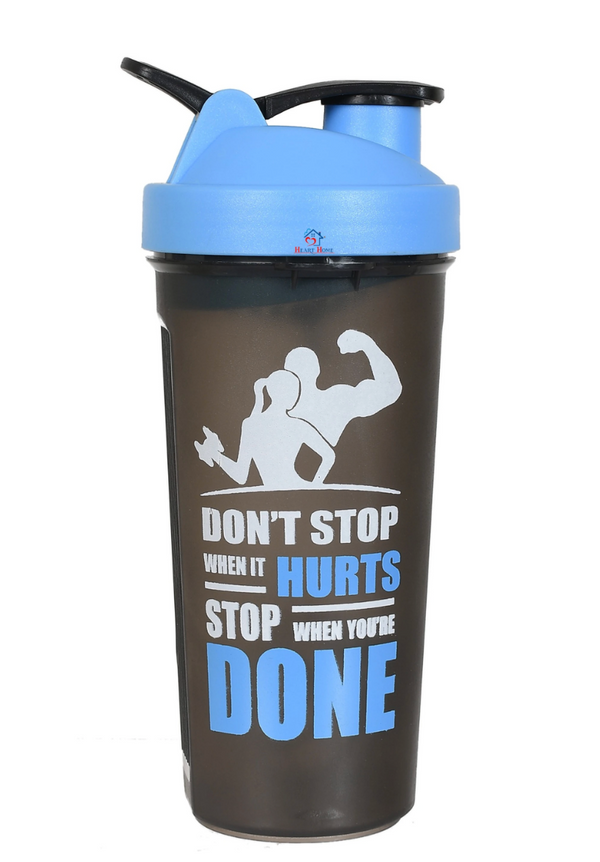 Gym Shaker Premium 750ml - Motivational Protein Shaker Bottle (Black & Blue)
