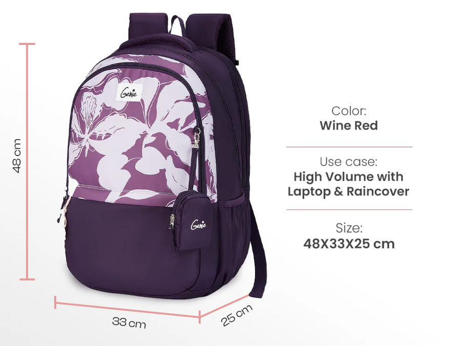 Genie Petone School Backpack - Wine Red (PETONE 19 SB)