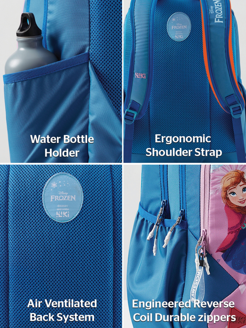 Wildcraft Wiki Girl-3 Disney Frozen School Backpack - Frozen Blue
