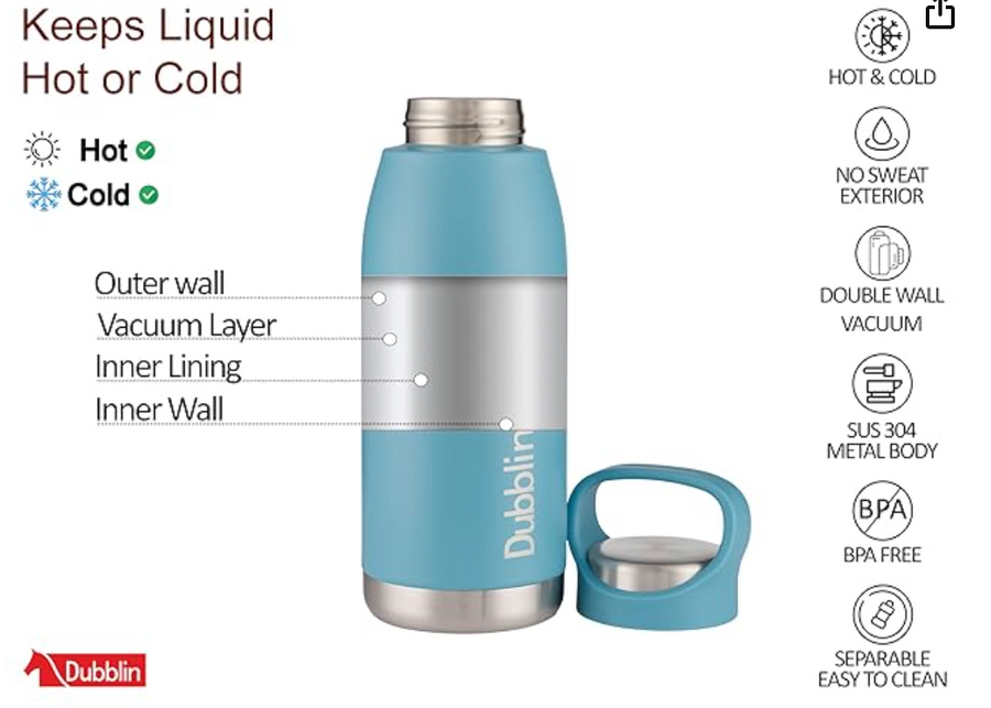 Dublin Hiker 1000 ML Insulated Water Bottle with Flip Lid