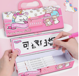 DiMoris Unicorn Password Lock Pencil Box – Double Layer with Handle & Mirror
