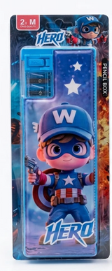 XPM Hero Superhero Pencil Box with Built-in Sharpener