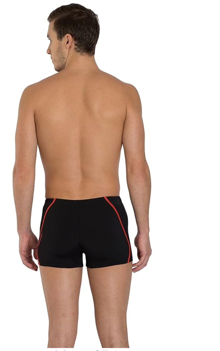 Speedo AM ESS Splice Aquashort – Men's Swimwear | Black/Red | Size 42
