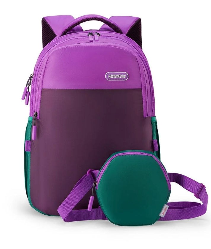 American Tourister Backpack with Sling Pouch - Purple