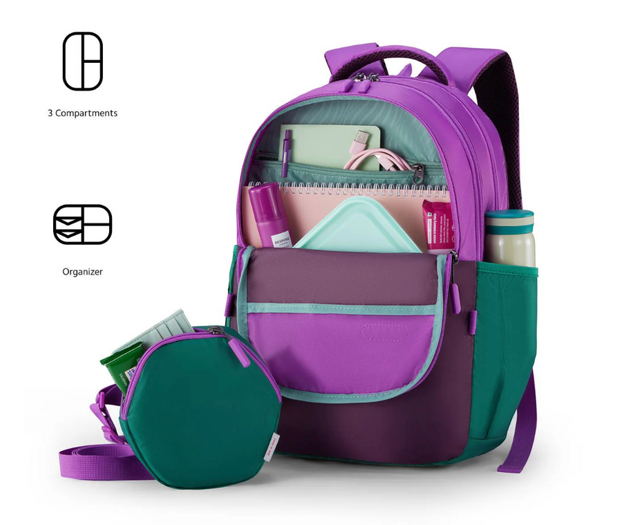 American Tourister Backpack with Sling Pouch - Purple