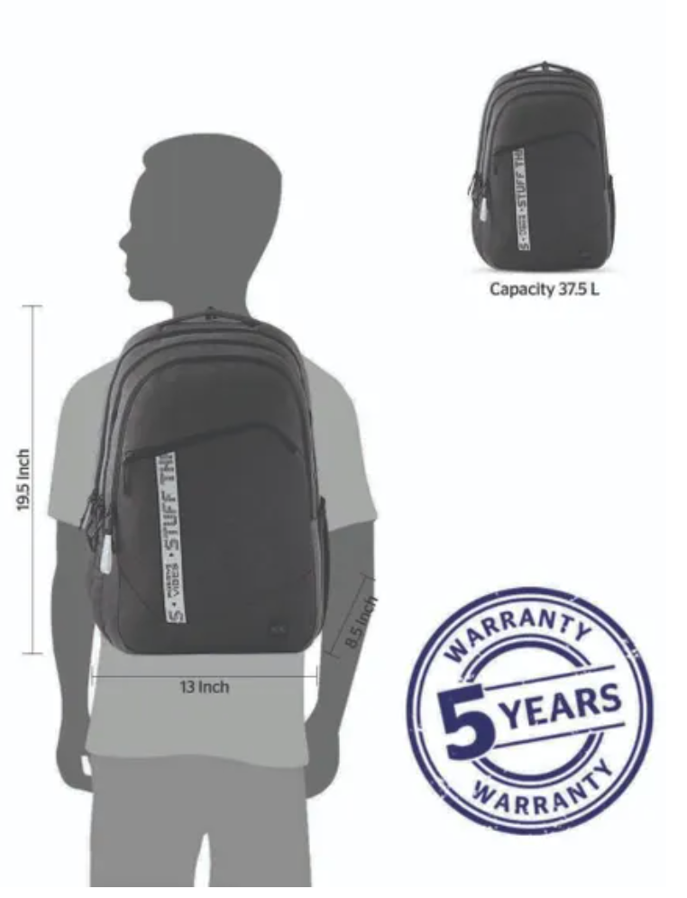 Wildcraft Wiki 4 Illusion 37.5L School Bag – Twill Black