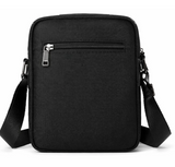 Men's Black Leather-Style Crossbody Messenger Bag