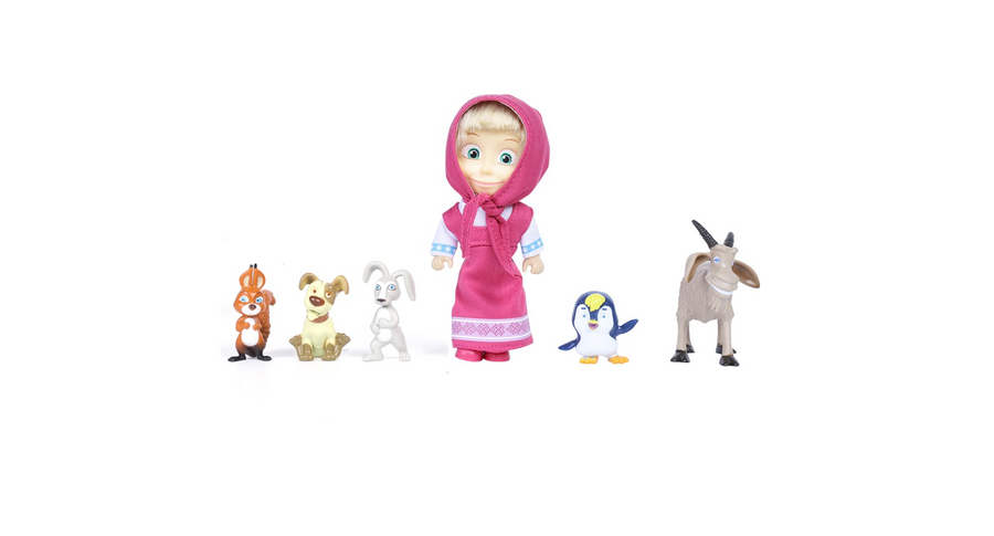 Masha and the Bear – Masha's Animal Set with 6 Animal Figures
