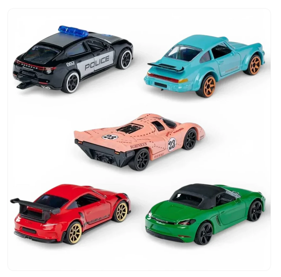 Majorette Porsche Edition Diecast Car Gift Pack – Set of 5 Porsche Model Cars | Premium Metal Collectible Vehicles with Opening Parts