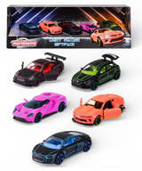 Majorette Light Racer Diecast Car Gift Pack – Set of 5 Neon Style Metal Cars | 1:64 Scale Collectible Vehicles with Opening Parts