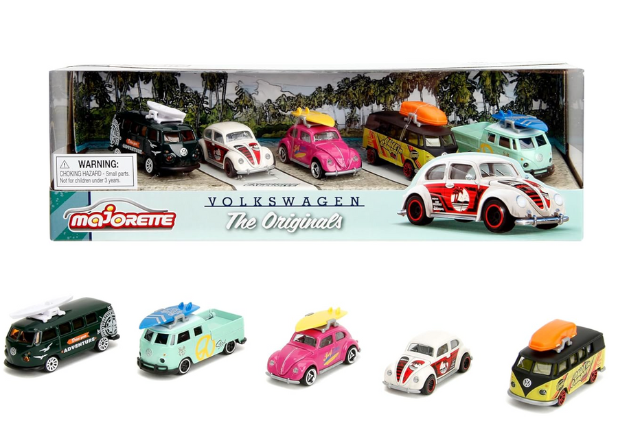 Majorette Volkswagen The Originals Gift Set – 5 Die-Cast Toy Cars with Rotating Wheels