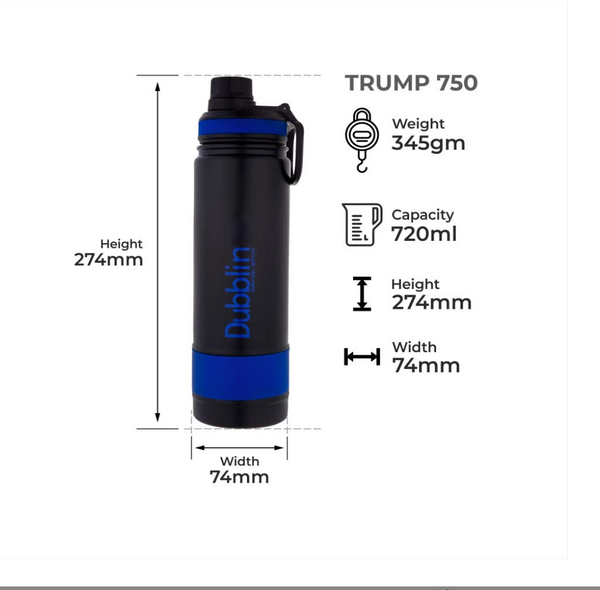 Dubblin Trump 1000 Stainless Steel Water Bottle – 1000ml, Hot 12Hrs Cold 24Hrs, BPA Free