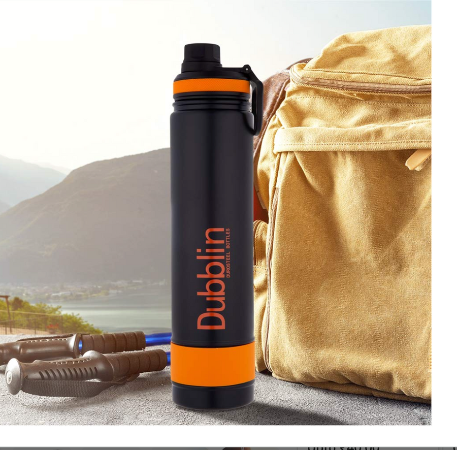 Dubblin Trump 750 Stainless Steel Water Bottle – 720ml, Hot 12Hrs Cold 24Hrs, BPA Free (Orange)
