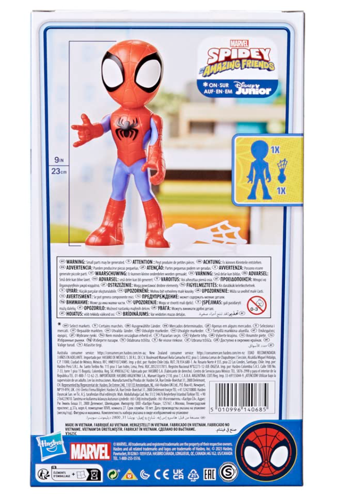 Hasbro Marvel Spidey and His Amazing Friends – Spidey 9 Inch Action Figure with Web Accessory