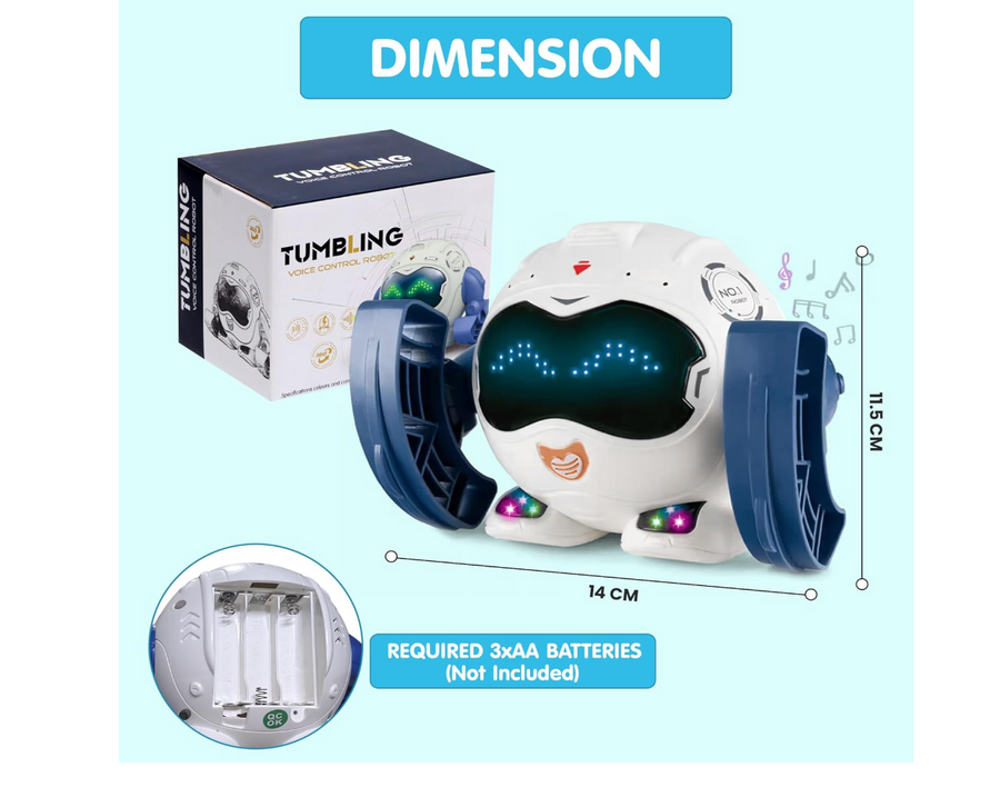 Kidology Tumbling Voice Control Robot - Dance, Music & Light Toy