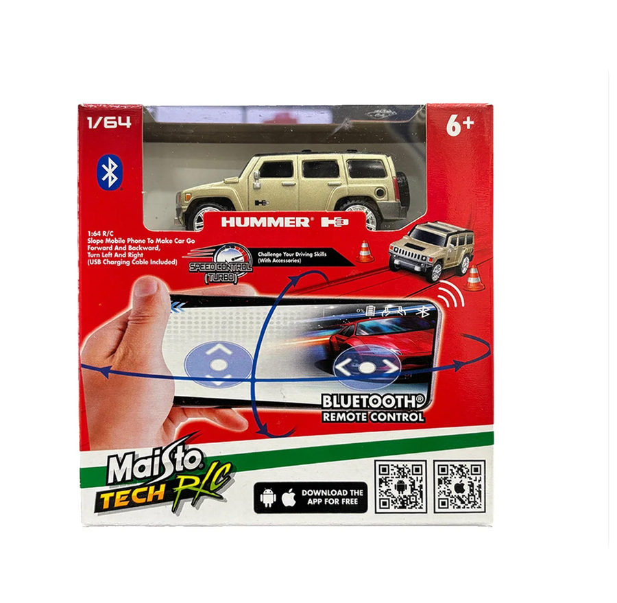 Maisto Tech R/C Hummer H3 Bluetooth Remote Control Car - 1:64 Scale