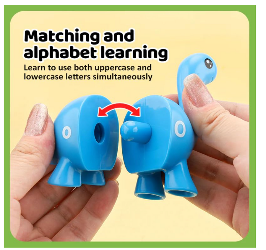 DinoWise Montessori Alphabet Explorer Set – 13 Dinosaurs, 26 Letters, 6 Colors