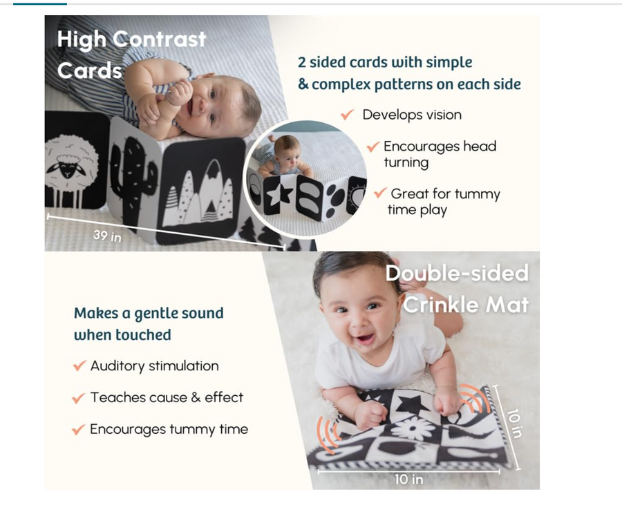 Curious Cub Play & Learn Montessori Kit – 8-in-1 Infant Sensory Box | 0-3 Months