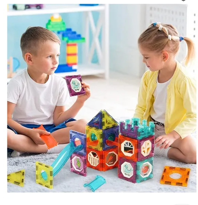 Light Magnetic Blocks - STEM Magnetic Marble Run Set 75 Pcs