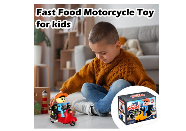 Fast Food Motorcycle Toy for Kids – Bump and Go Musical Tricycle