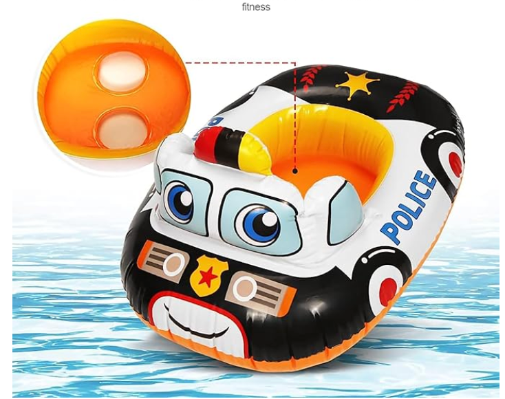 Police Car Inflatable Pool Float for Kids - Baby Swimming Seat Ring