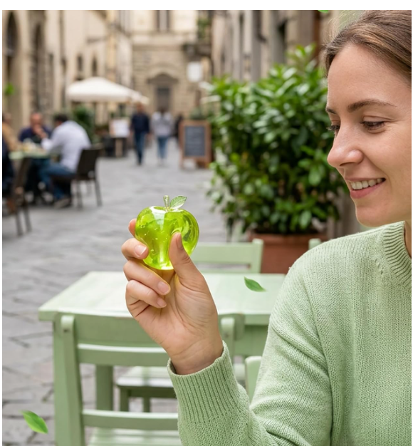 Crystal Apple Squishy - Woman holding in street