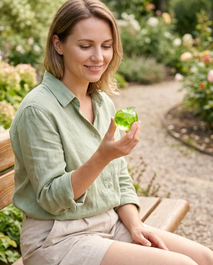 Crystal Apple Squishy - Woman in garden