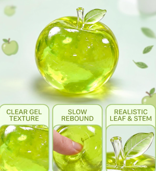 Crystal Apple Squishy - Clear gel texture slow rebound realistic leaf
