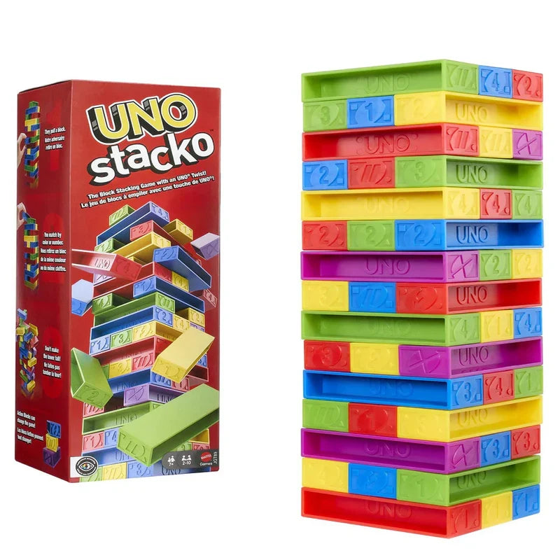 UNO Stacko – Block Stacking Game with UNO Twist for Kids & Family, 2-10 Players