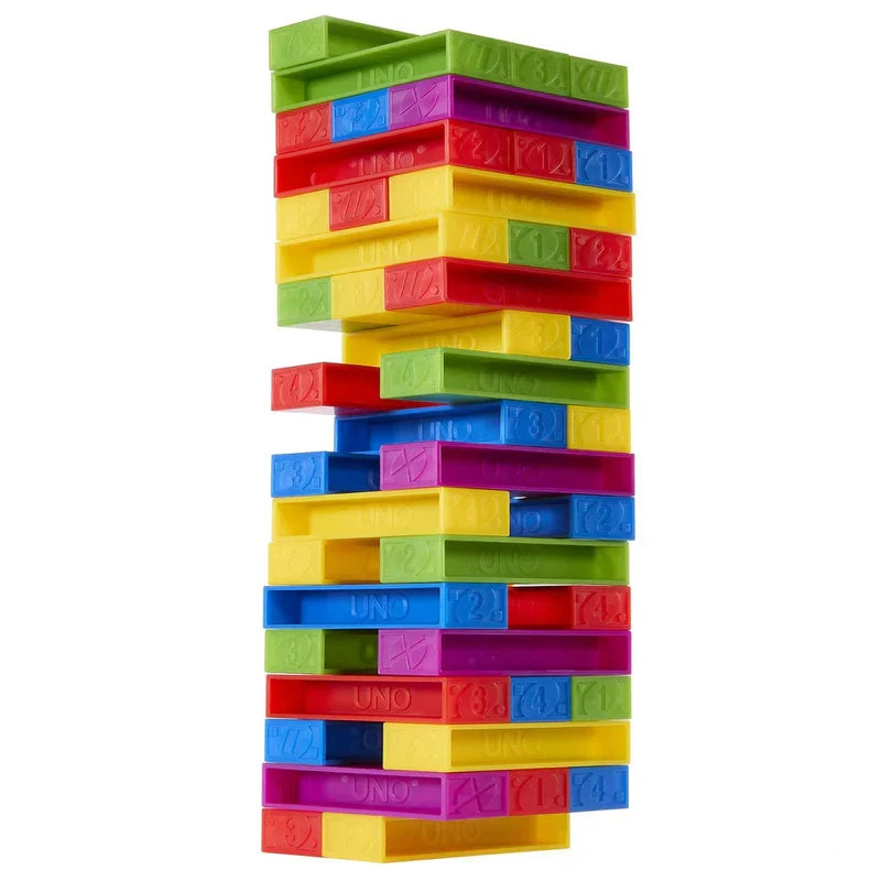 UNO Stacko – Block Stacking Game with UNO Twist for Kids & Family, 2-10 Players