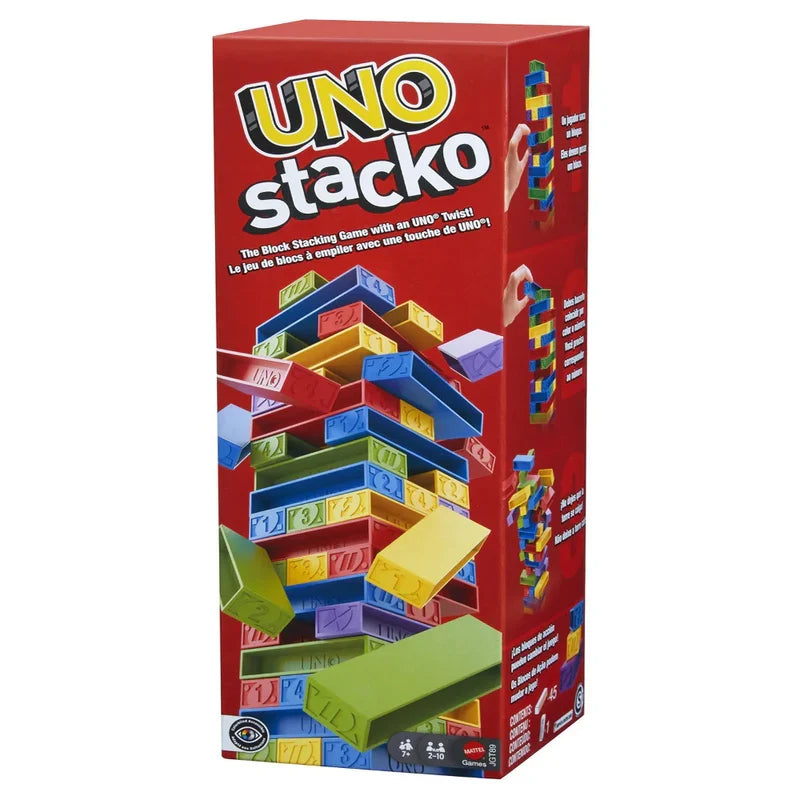 UNO Stacko – Block Stacking Game with UNO Twist for Kids & Family, 2-10 Players