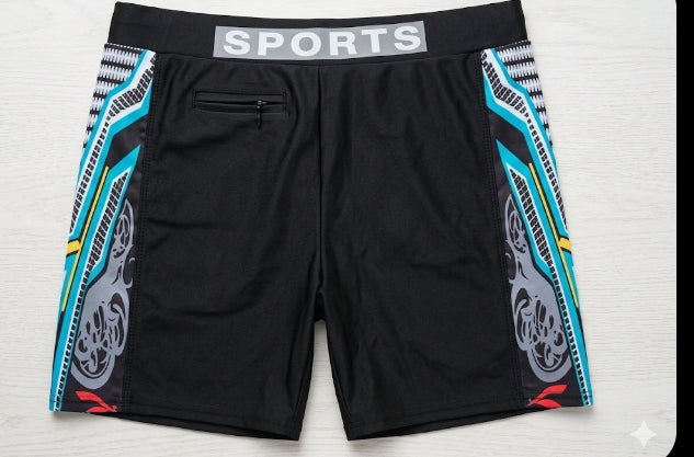 Konexpro Kids Sports Swim Shorts - Teal Graphic Panel