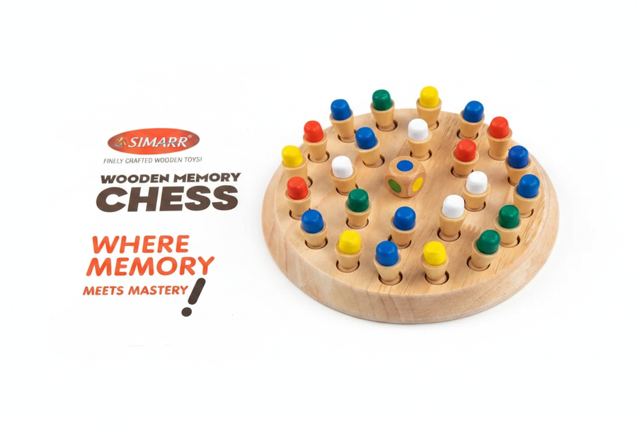 Simarr Wooden Memory Chess round board showcase
