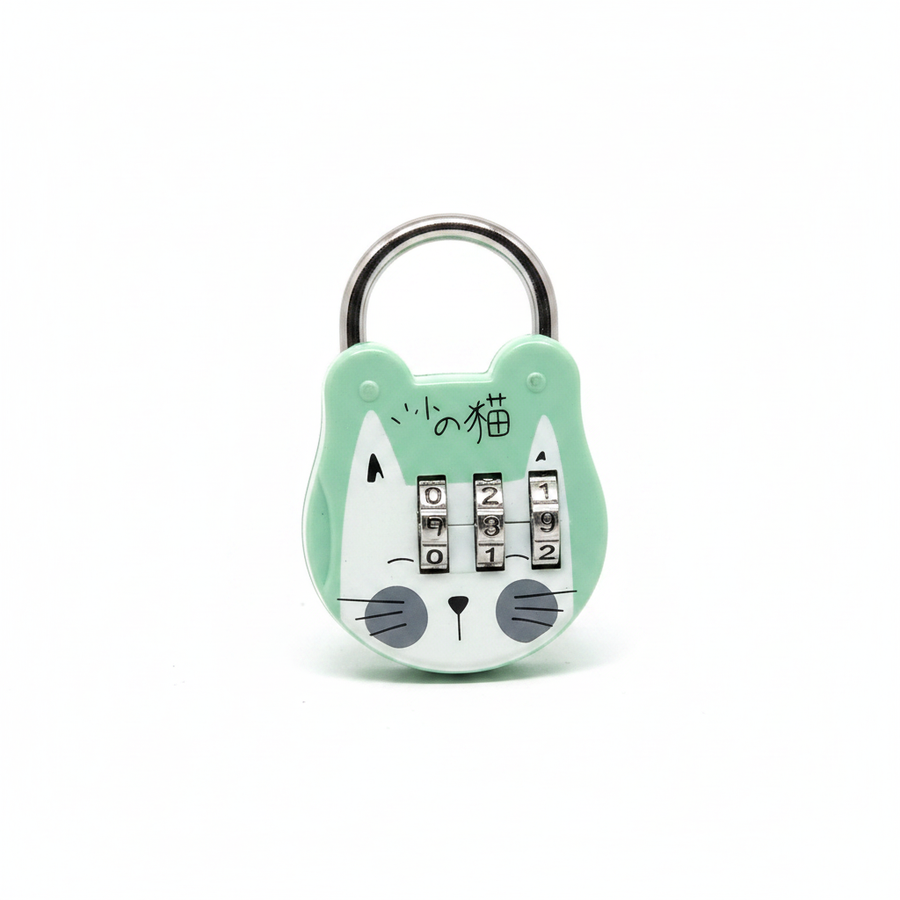 Cute Cat Mini Combination Padlock - Close Up Dials