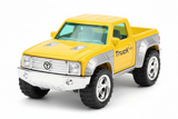 TrucK 03 yellow silver off-road truck front view white background