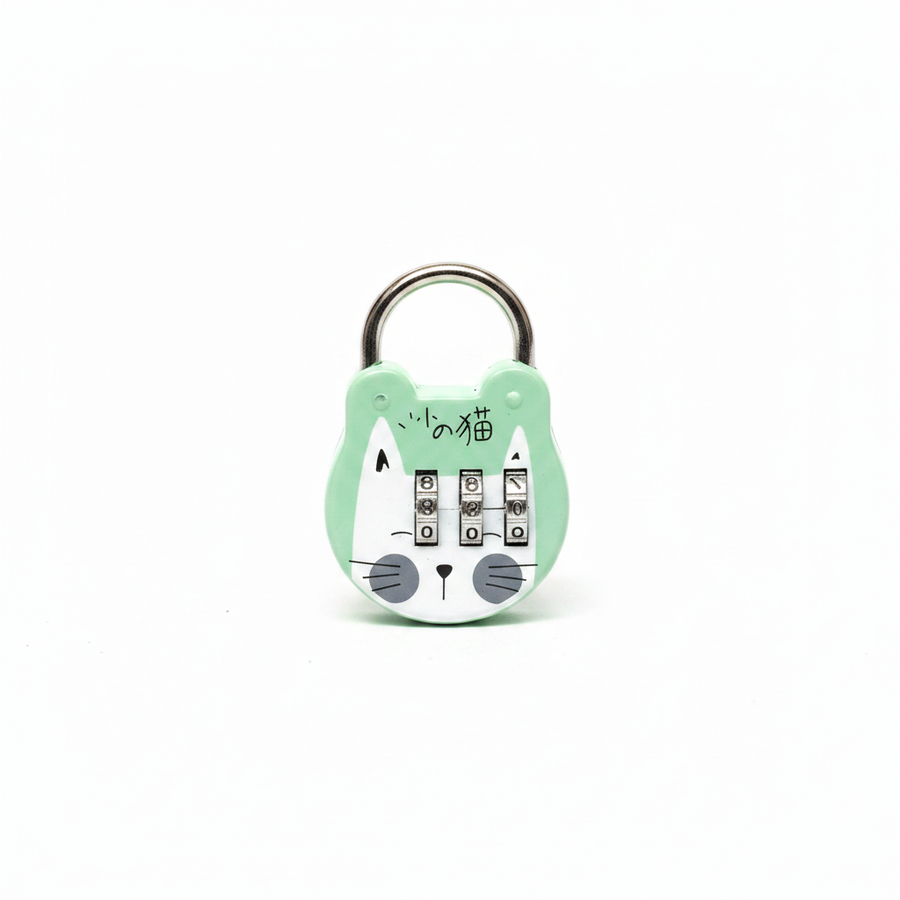 Cute Cat Mini Combination Padlock - White Background