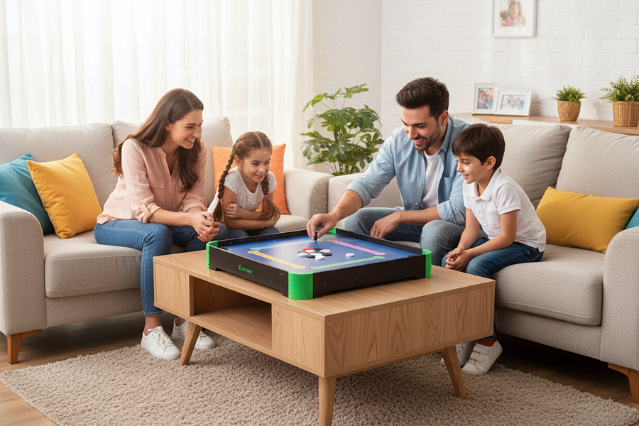 Simarr Air Carrom Big lifestyle family playing shot