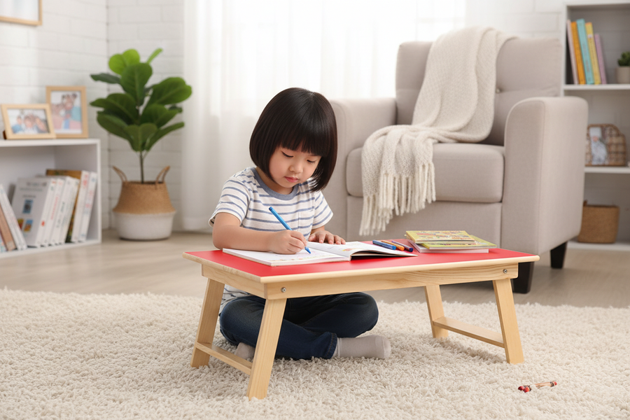 Child using Simarr Wooden Study Table